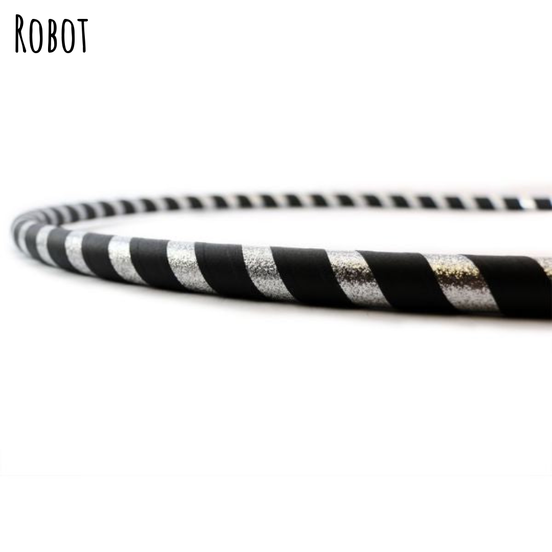 Black and white striped hula hoop- Robot kids hula hoop.