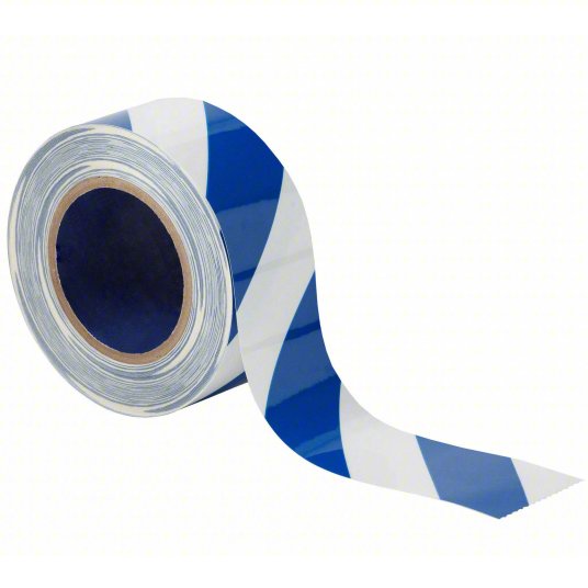 Hazard-Striped Vinyl Floor Tape - Blue & White - 2" x 36-yd