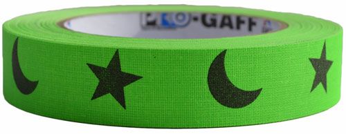 Fluorescent Green Moons & Stars 1" X 25-YD