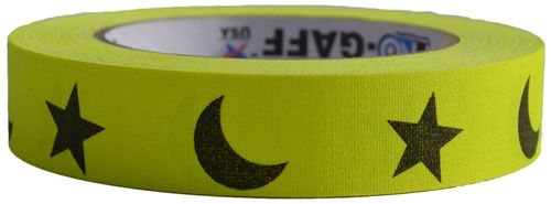 Fluorescent Yellow Moons & Stars 1" X 25-YD