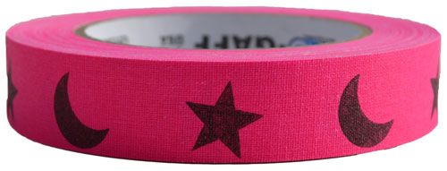 Flourescent Pink Moons & Stars 1" X 25-YD