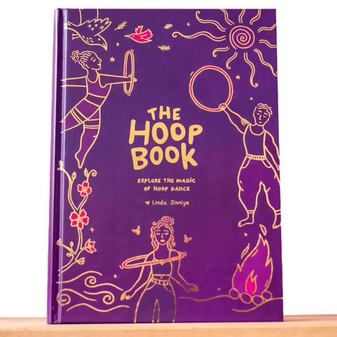 Cover of The Hoop Book by Hoop Hoop Hurray — a guide to hula hoop dance, flow, and creative movement.
